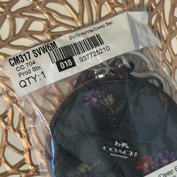 NWT Coach Black Floral Coin Pouch - Picture 5 of 13